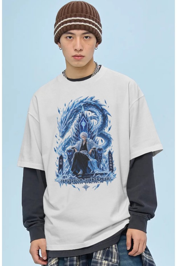 Unisex Oversized Tōshirō Hitsugaya "Bleach" Anime Character Pre-Printed Premium T-Shirt