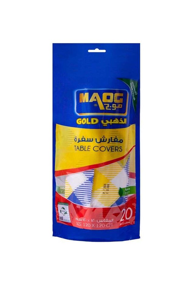 طقم غطاء طاولة مكون من 20 قطعة، بتصميم حريري متعدد الألوان، مقاس 120 × 120 سم.