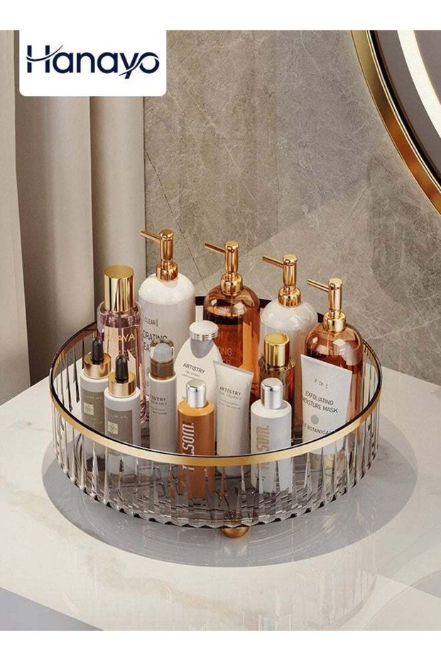 360° Rotating Makeup Organizer Cosmetic Desk Storage Perfume Display Case Multi-Function Stor