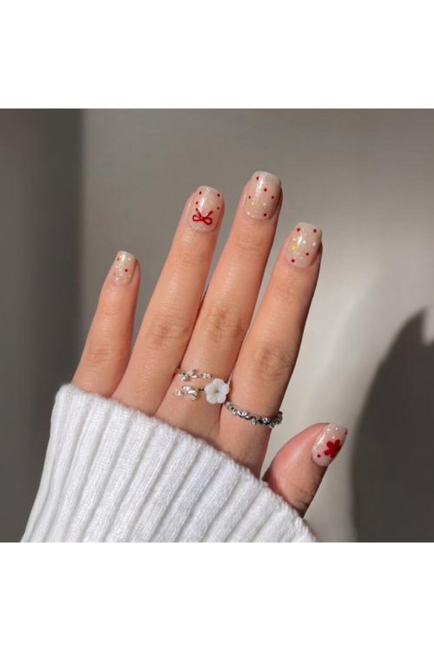 Elegant Nude Gold Press-On Nails
