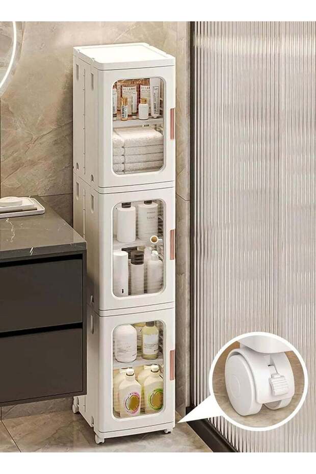 Storage Bins with Lids and Doors Storage Cabinet with Wheels Plastic Stackable Pantry Cabinet