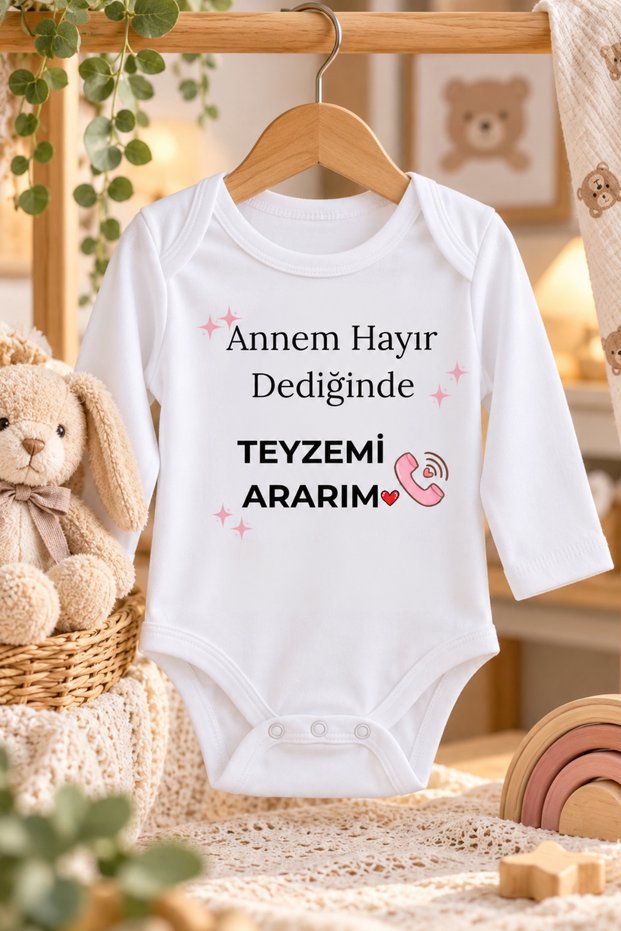 "Aunt" Printed Baby Bodysuit—"My Aunt" Themed Funny Design Baby Bodysuit, 100% Cotton, Long-Sleeve