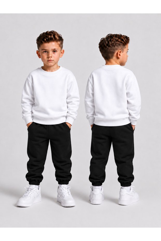 Children's Winter Sweatsuit Set—Unprinted, 3-Ply Brushed Inside Crew Neck Sweatshirt, Cotton Top and Bottom Set