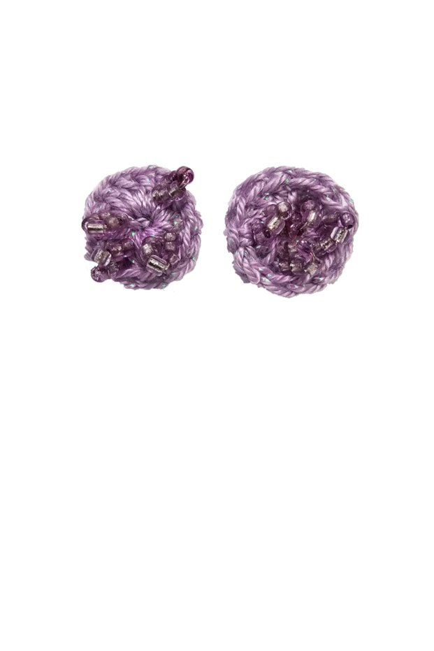 Round crocheted lilac earrings