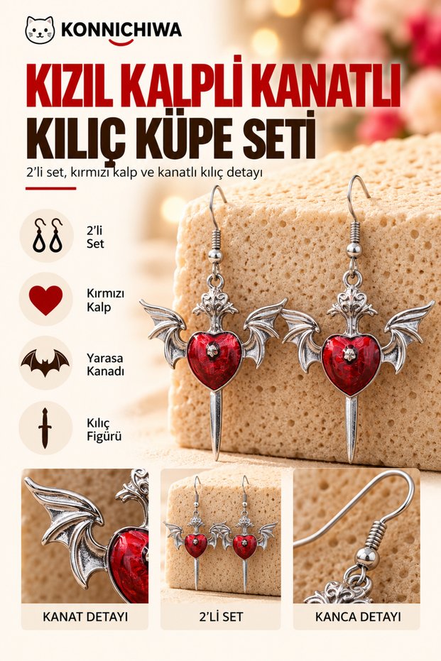 Gothic Batwing Sword Earring Set (Set of 2) DARK ROMANTICISM, A POWERFUL STYLE! 🦇