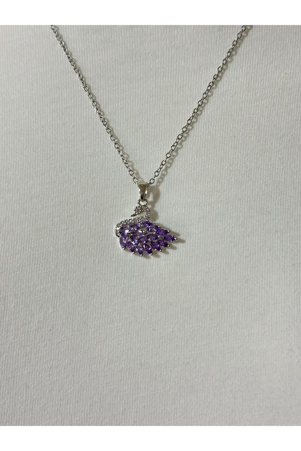 Purple Stone Swan Necklace