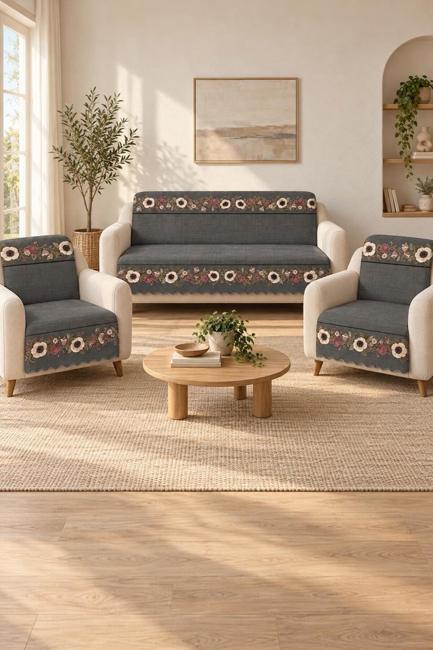 Multipurpose Modern Bohemian Velvet Non-Slip Foam-Padded Sofa Cover, Sofa Cover Set 3,1,1