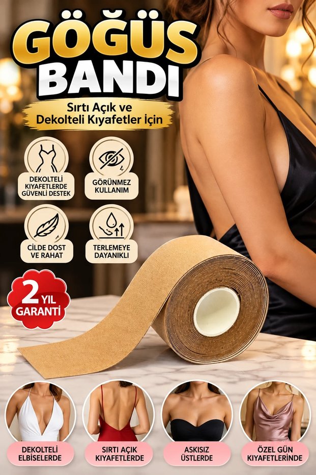 Strapless Breast Support Band – Invisible Band for Open Back and Plunging Neckline Outfits