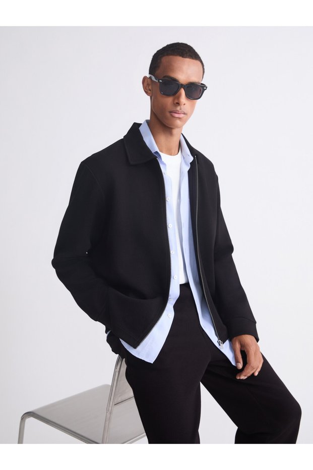 Men's Zipper Sweatshirt with Regular Fit and Turn-Down Collar from Uzg Store for Style Enthusiasts