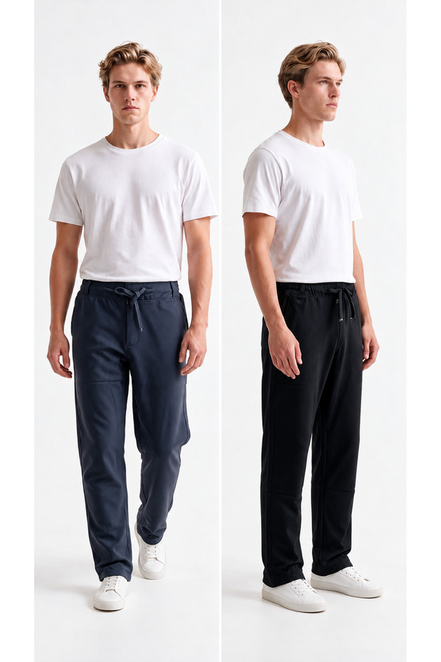 Stretch Fabric 2-Pack Ankle-Length Woven Jogger Pants with Back Pockets