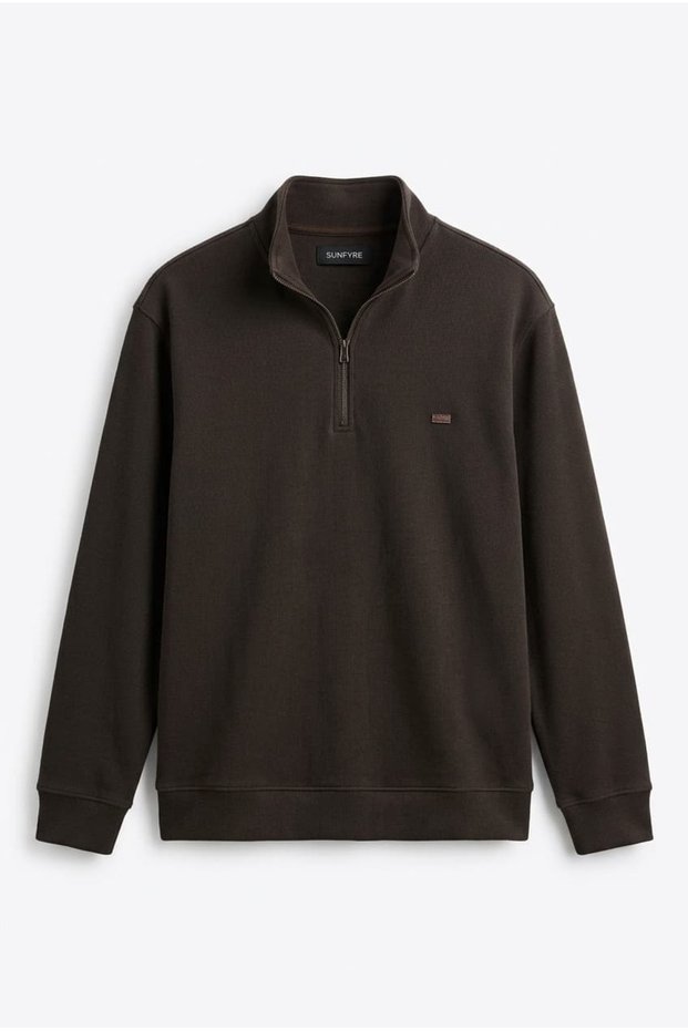 Men's Velvet-Look Half-Zip Fleece-Lined Sweatshirt SUN643