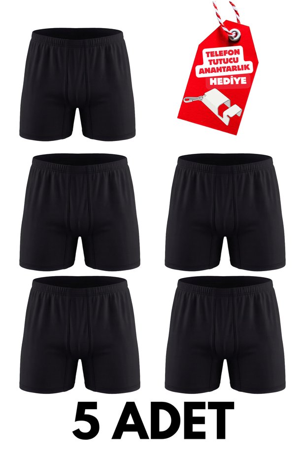 5-Pack Men's 100% Cotton Relaxed-Fit Boxer Briefs + Free Phone Holder Keychain