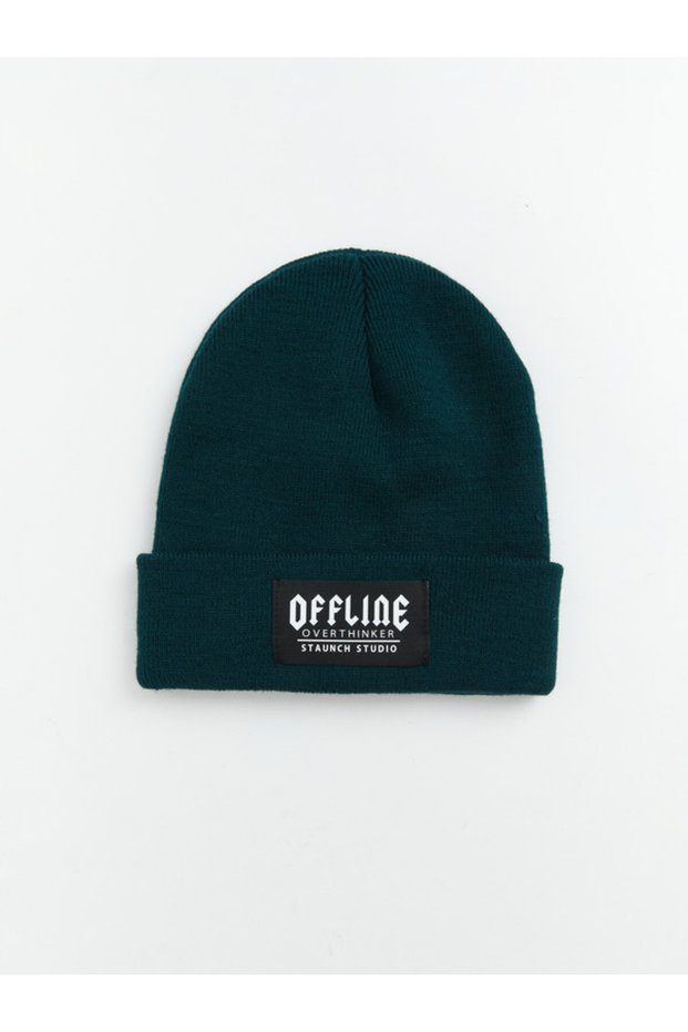 Men's Knit Beanie with Printed Slogan