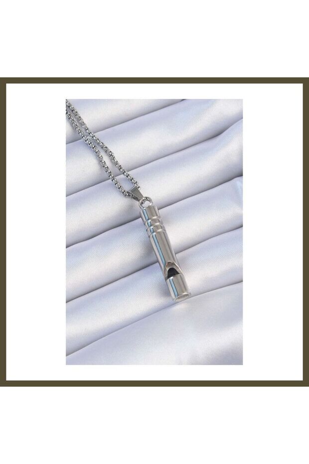 Emergency Whistle, 316L Stainless Steel, Tarnish-Resistant, High-Decibel, Necklace, Unisex, BX