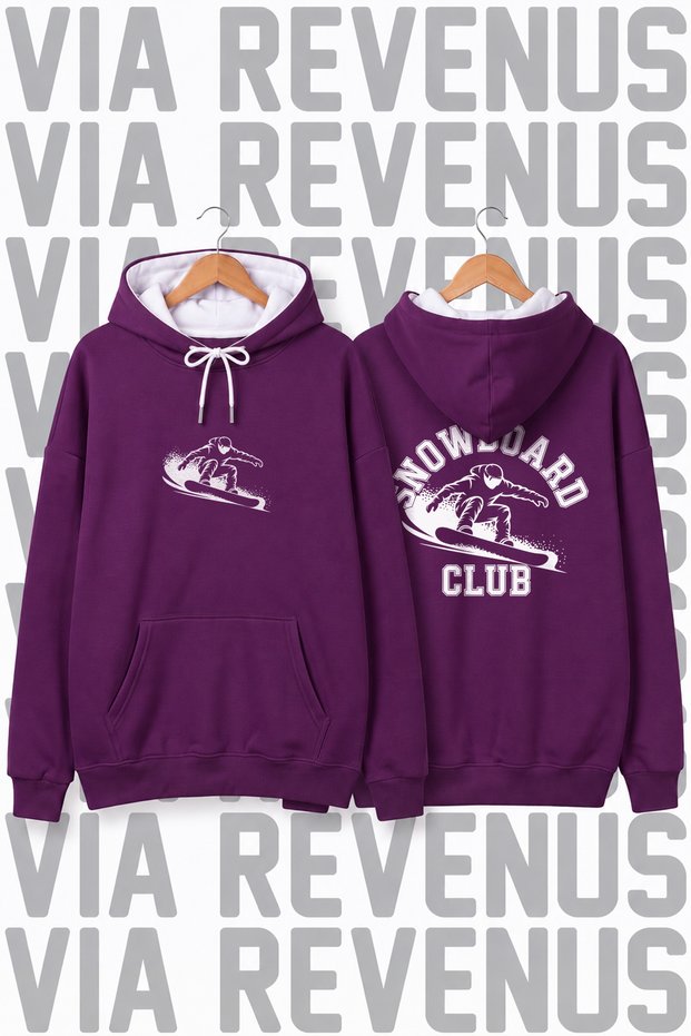 Snowboard Club Printed Unisex Oversized Hoodie