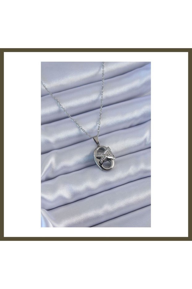 316L Stainless Steel Silver-Colored Zircon Necklace for Women BX