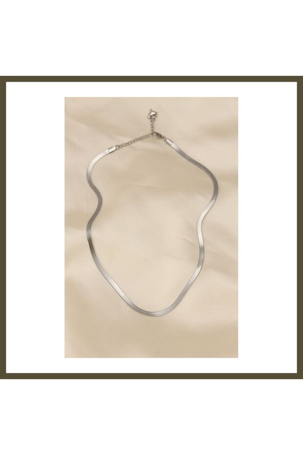 316L Steel, Silver-Colored, 45 cm Italian Chain-Style Women's Necklace BX