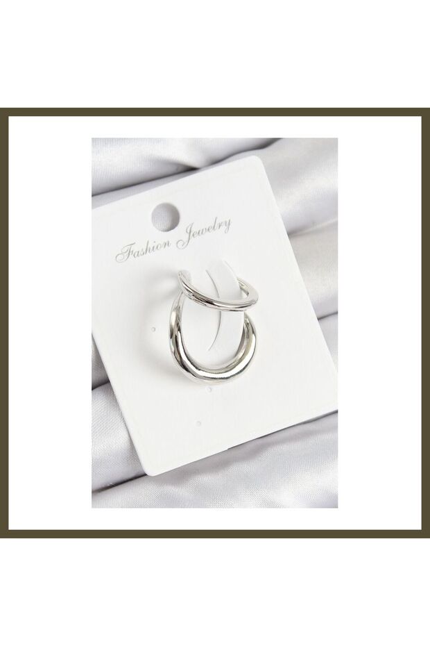 Silver-Colored Right Cartilage Earring with Rice Ring Design BX