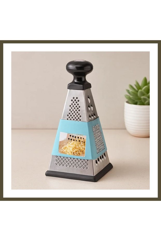 9-Inch Steel Kitchen Grater - Silicone Base, Plastic Handle BX