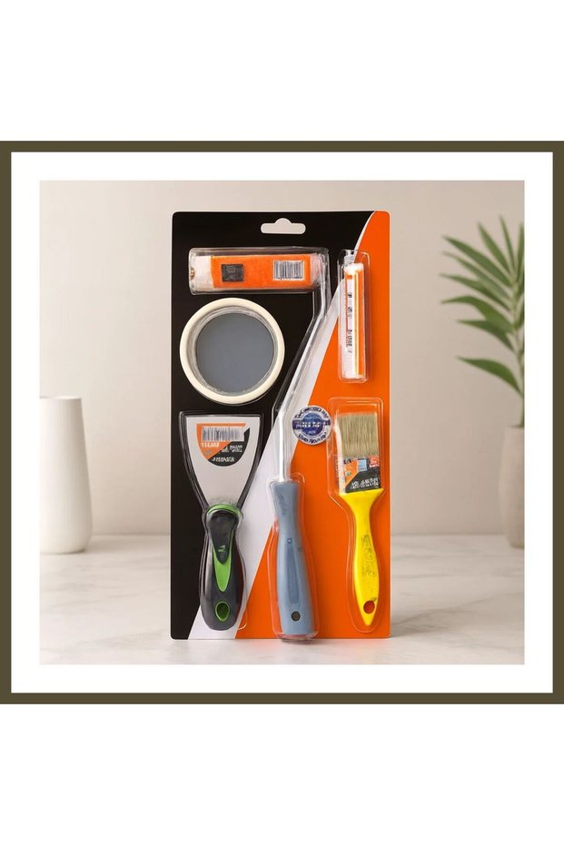 5-Piece Painter's Set (Spatula, Cut-Off Brush, Replacement Roller, Masking Tape, 10 cm Brush) BX
