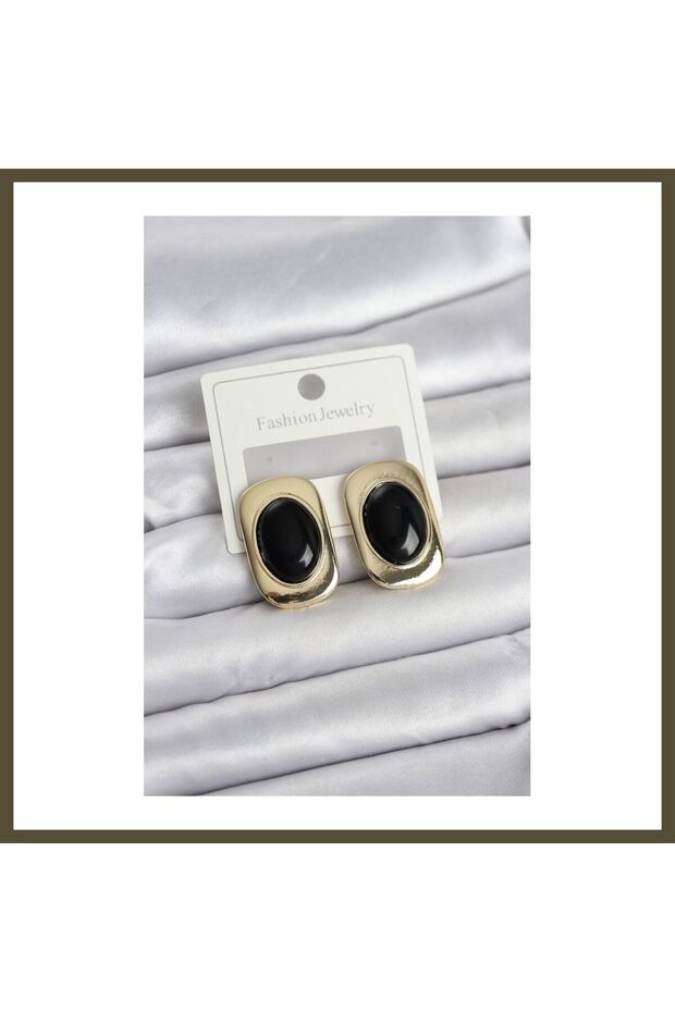 Black Checked Vintage Women's Earrings BX