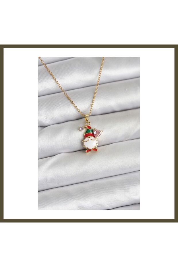 316L Stainless Steel Chain, Gold-Colored, New Year's Theme Women's Necklace BX
