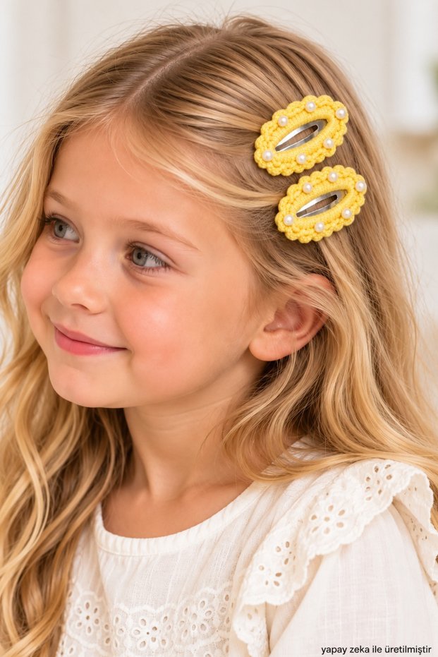 Girls' Buckled Hair Clip Set: A Stylish Two-Piece Set Perfect for Everyday Use
