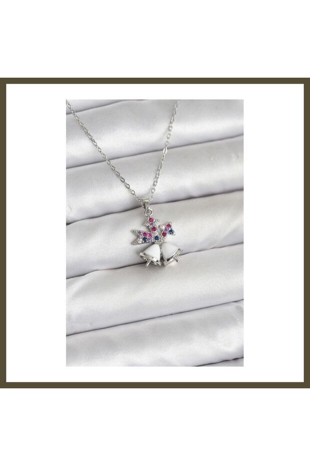 316L Stainless Steel Chain, Silver-Colored, Christmas-Style, New Year's-Themed Women's Necklace BX