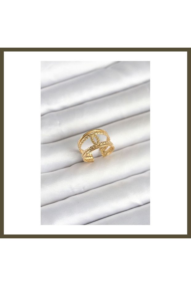 316L Steel Gold-Colored Twisted Knot-Style Women's Ring BX