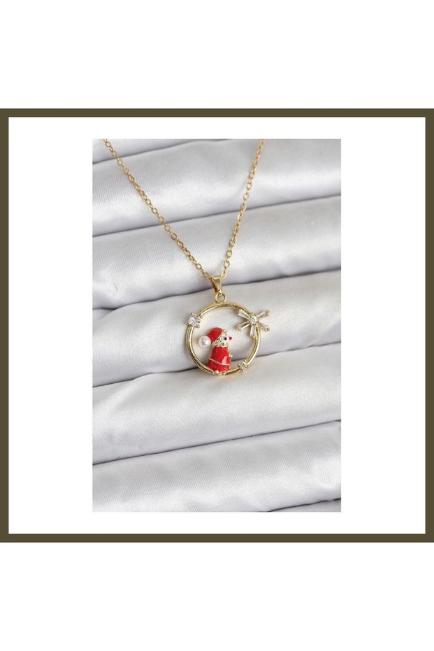 316L Stainless Steel Chain with Gold Zircon Stones—New Year's Theme Women's Necklace BX