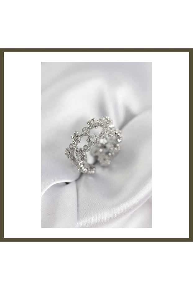 Silver-Colored Women's Ring Set with 2 Zircon Stones, Model BX