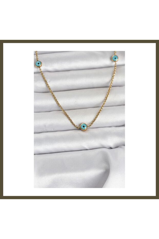 316L Stainless Steel Gold-Colored Evil Eye-Motif Women's Necklace BX