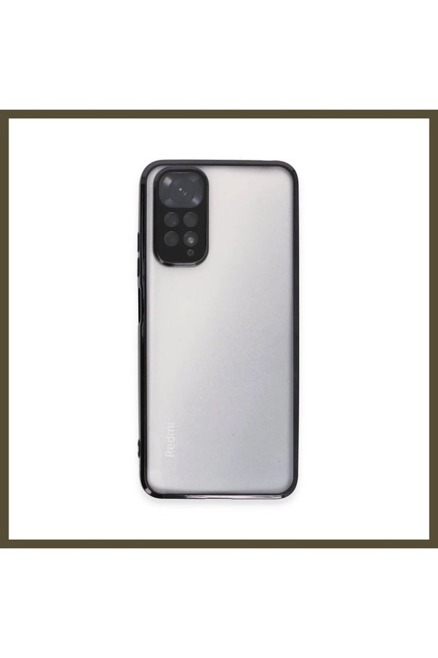 غطاء سيليكون متوافق مع هاتف Redmi Note 11، مع حماية للعدسة - أسود BX.