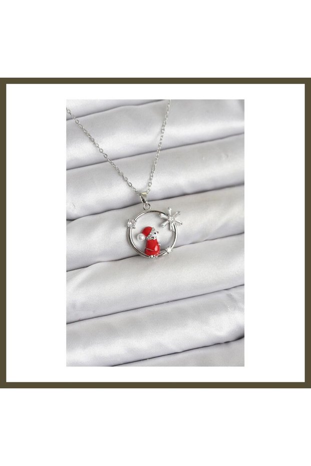 316L Stainless Steel Chain with Silver Zircon Stones—New Year's Theme Women's Necklace BX