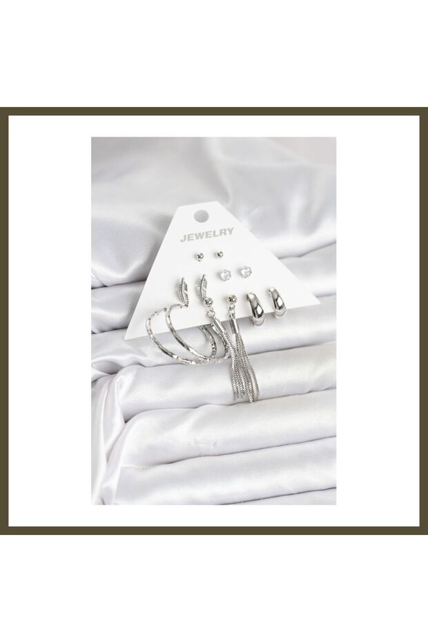 Silver-Plated Brass 6-Pair Women's Earring Set BX