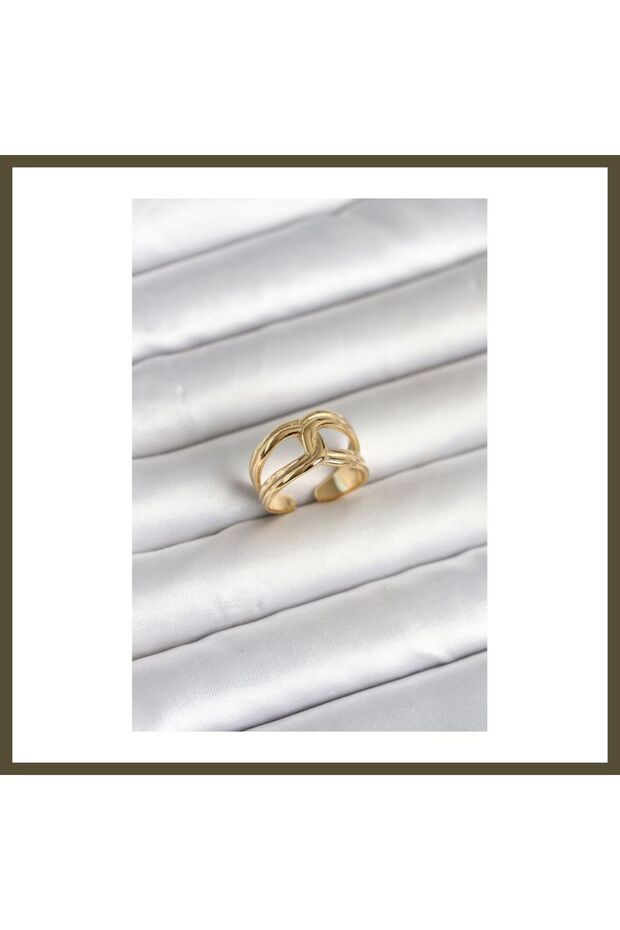316L Steel Gold-Colored Knotted-Design Women's Ring BX