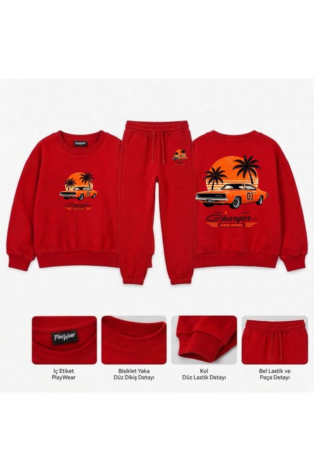 Team Sweatshirt with Printed "Chargerhemi" on the Collar for Girls, Boys, and Kids (crew neck)