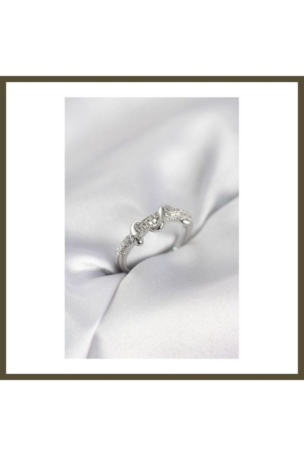 Silver-Colored Zircon-Set Coiled Snake-Design Women's Ring BX