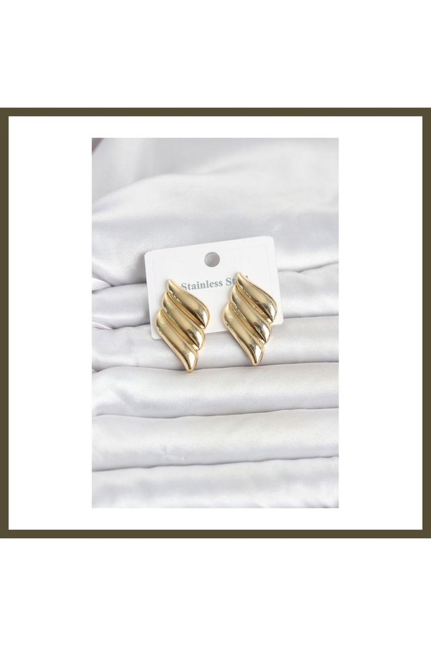 316L Stainless Steel Gold-Colored Patterned Women's Earrings BX