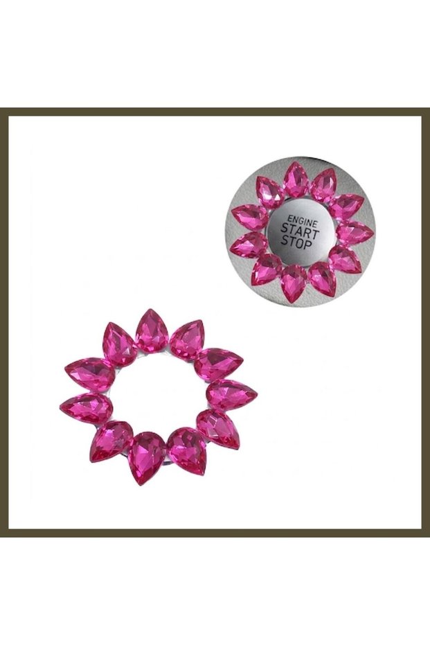 Crystal Drop Stone Start/Stop Button Ring, Pink BX