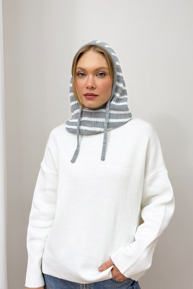 Striped Knit Balaclava Hat 94-22169