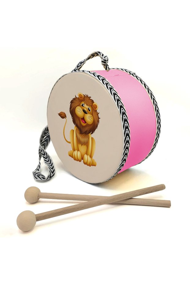 Leopard-Print Leather Children's Drum - Pink