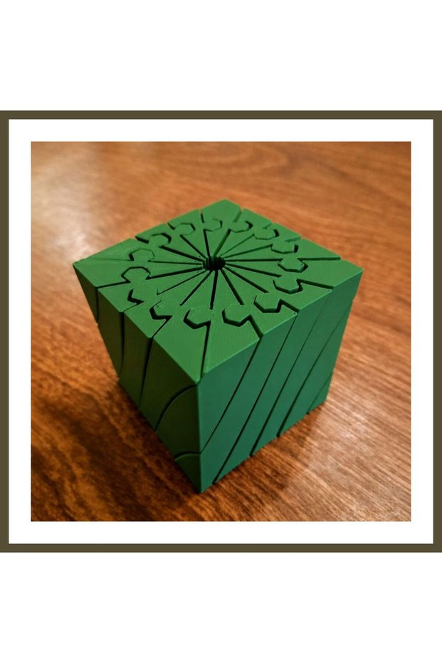 3D-Printed Twisting Cube - Mechanical Rotating Puzzle Cube - Green BX