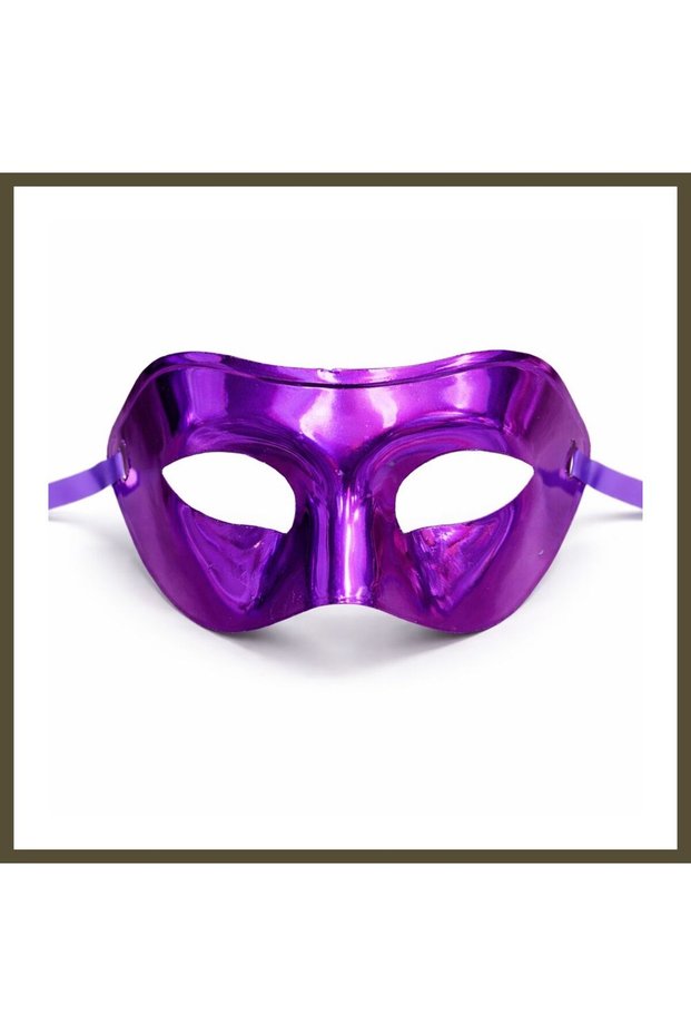 Metallic Shiny Party Mask, Purple, 16x7 cm BX