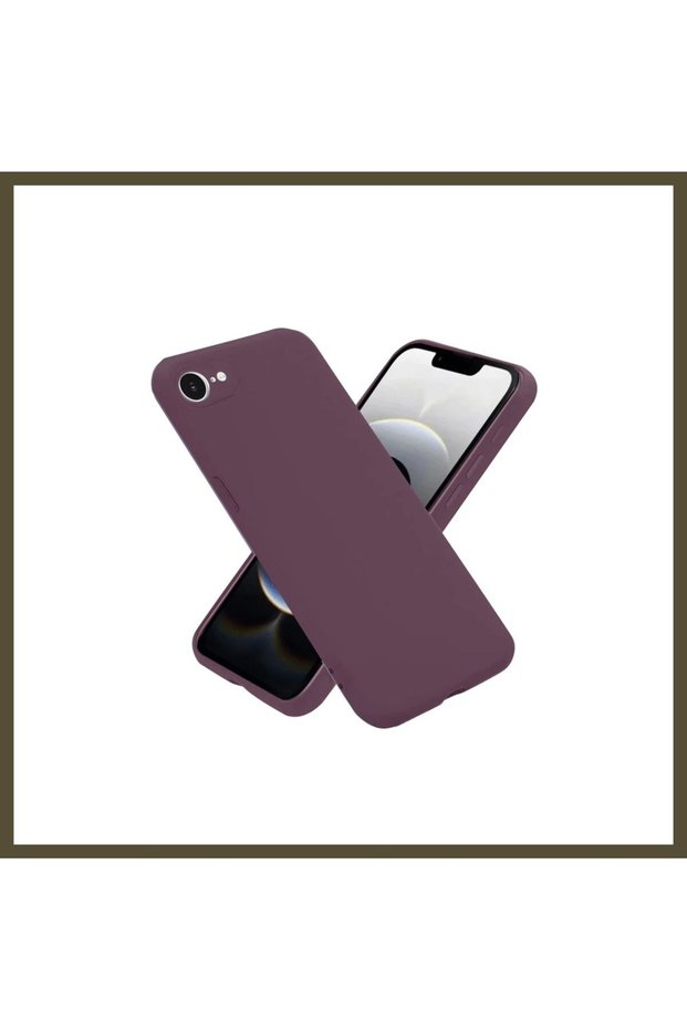 غطاء متوافق مع هاتف iPhone 16E، مصنوع من السيليكون - لون أرجواني داكن (Mürdüm BX).