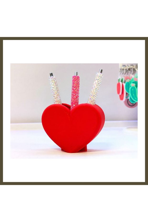 3D-Printed Shaped Pencil Holder - Desktop Organizer - Red BX