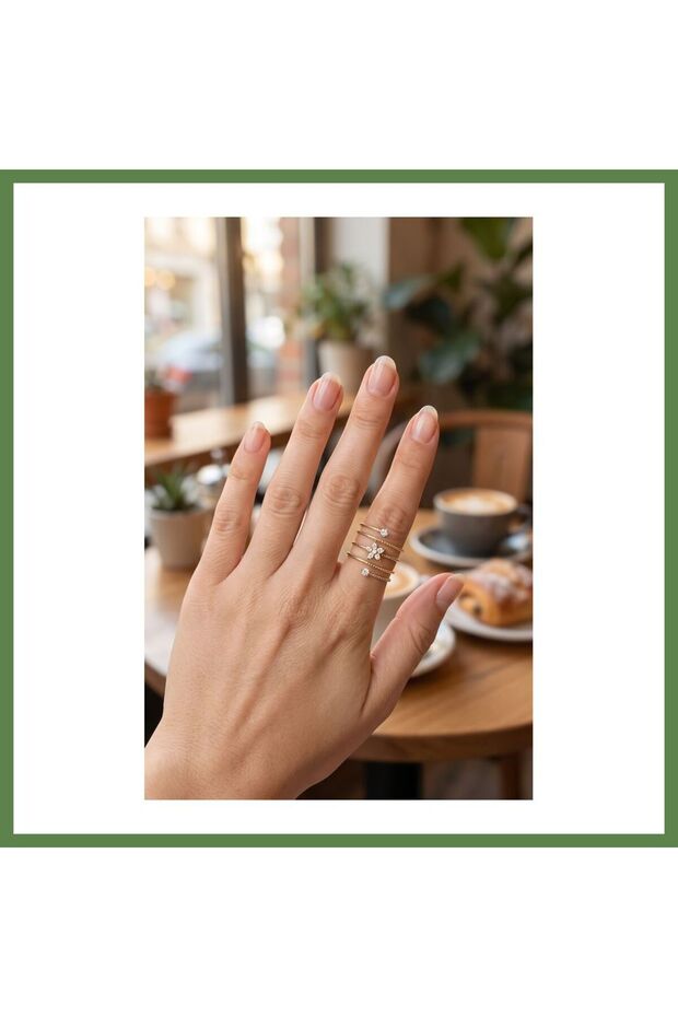 Gold-Toned Spiral Lotus-Style Modal Women's Ring HB006