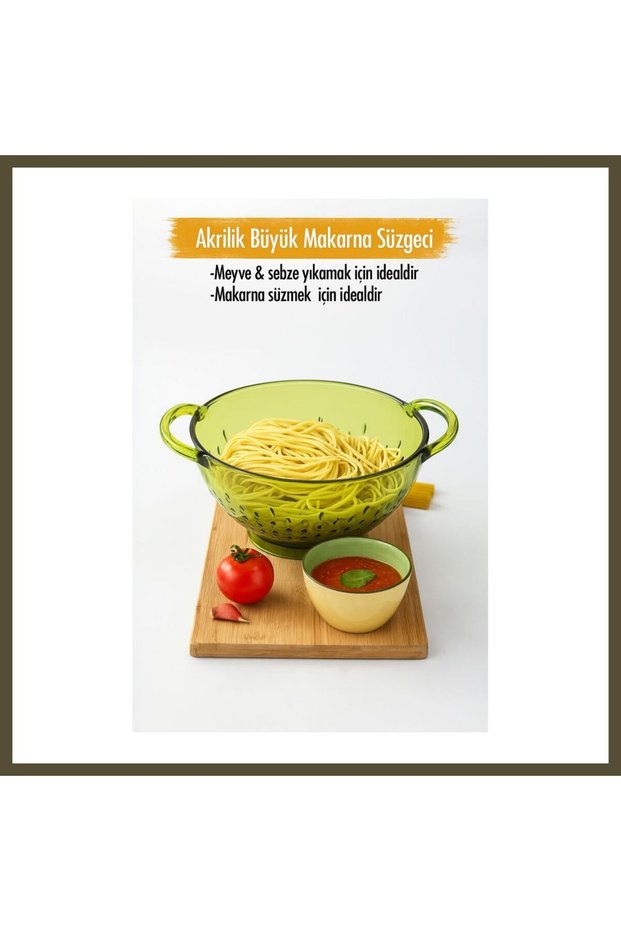 Acrylic Green Pasta Colander & Vegetable and Fruit Colander BX