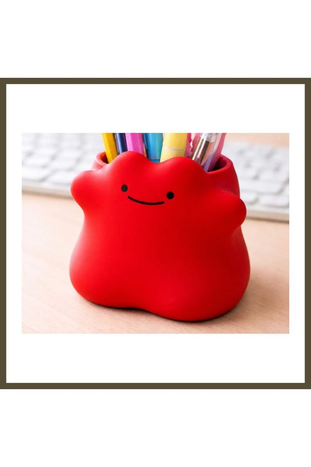 3D-Printed Smiling Cloud Pencil Holder - Desktop Organizer - Red BX