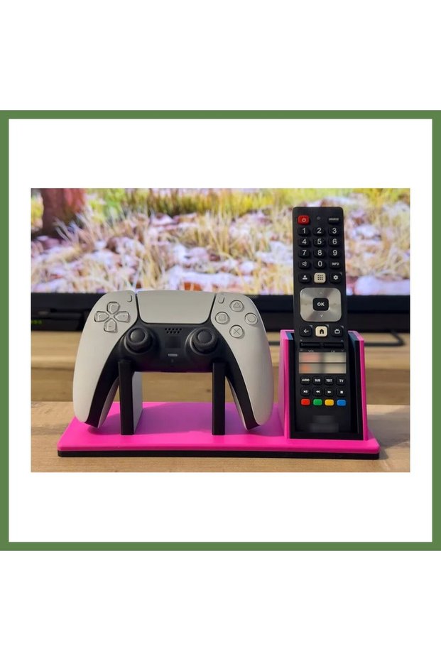 3D-Printed Game Controller and TV Remote Stand—Dual-Compartment Desktop Controller Holder Organi HB006